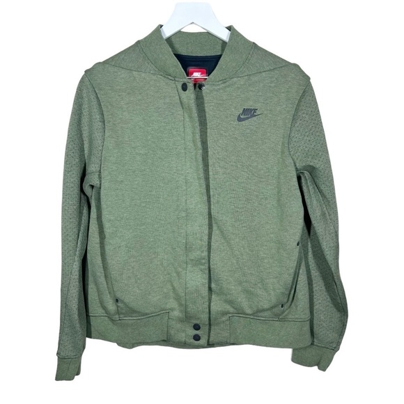 Nike Tech NSW Women’s Fleece Destroyer Zip Up Jacket Green Size Medium - Picture 3 of 12